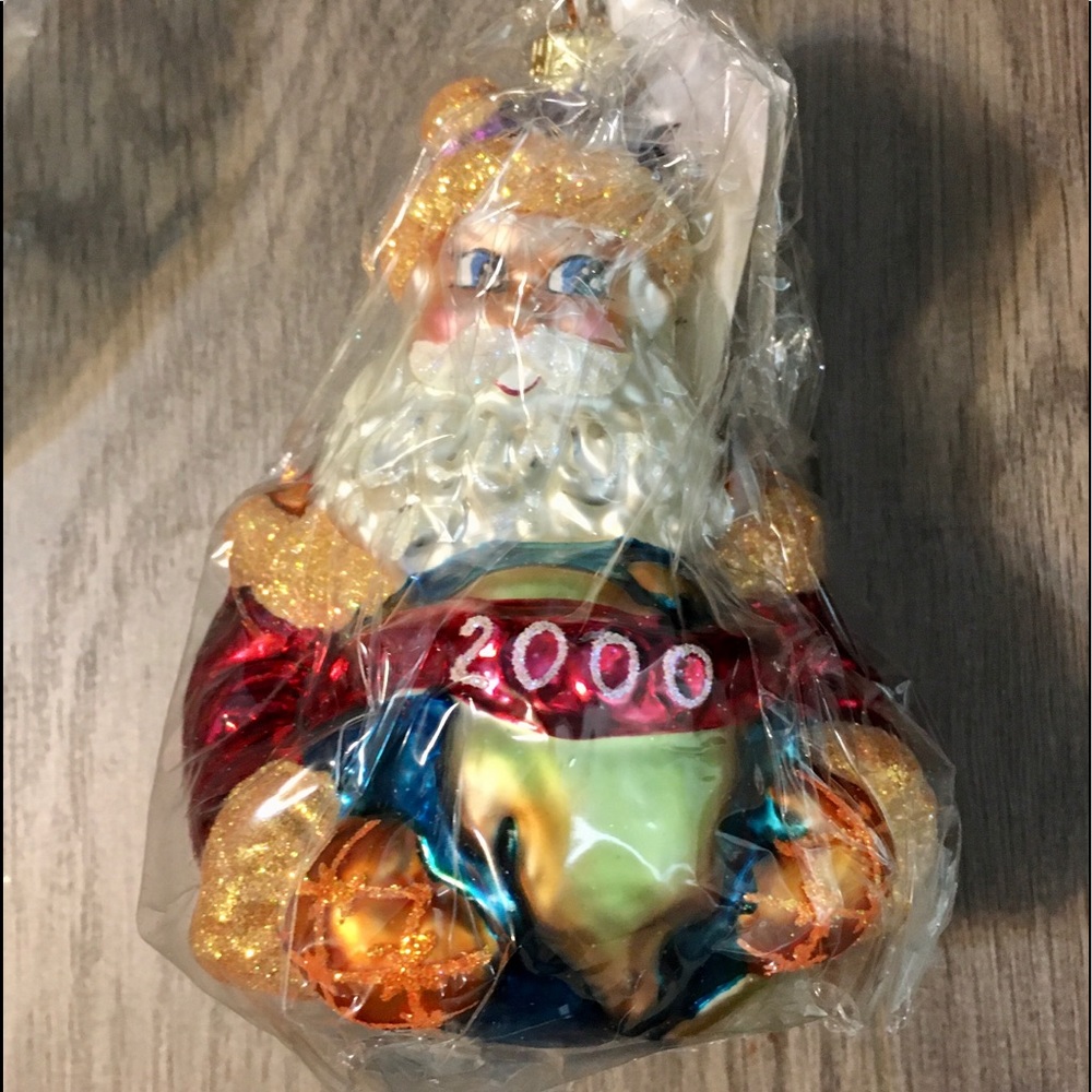 NWT Christopher Radko World Wide Santa 2000 LE Blown Glass Ornament